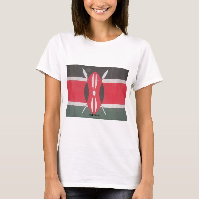 Vintag Kenya Flag Harambe Design T-Shirt (Vorderseite)