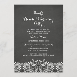 Vintag Key & Lace Housewarming Party Einladung