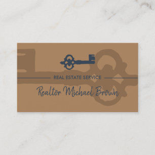 Vintag Key Real Anwesen Navy Brown Visitenkarte