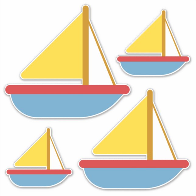 Vintag Kids Toy Sailboote Aufkleber (Vorderseite)
