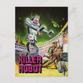 Vintag Killer Robot Postcard Postkarte