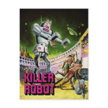 Vintag Killer Robot Postcard