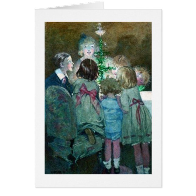 Vintag - Kinder um einen Weihnachtsbaum herum, (Vorne)