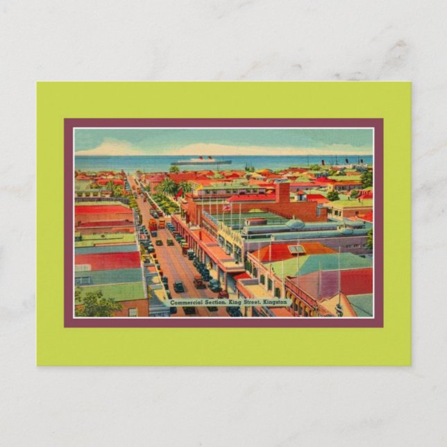 Vintag King Street Kingston Jamaica Postkarte (Vorderseite)
