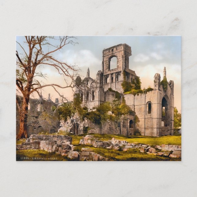 Vintag Kirkstall Abbey Yorkshire England Postkarte (Vorderseite)