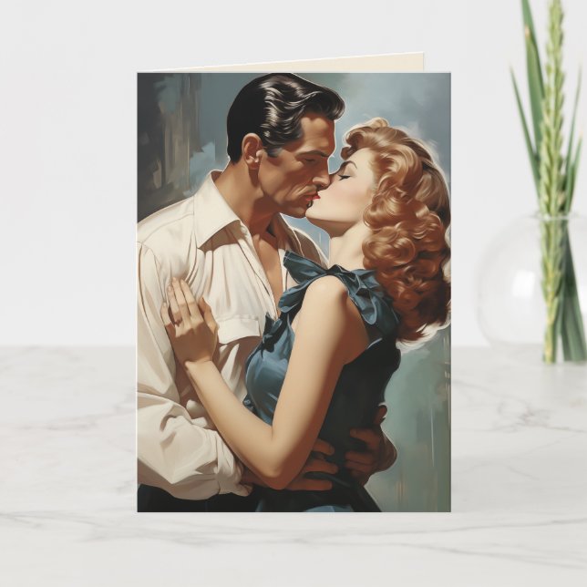 Vintag Kissing Couple Einladung (Vorderseite)