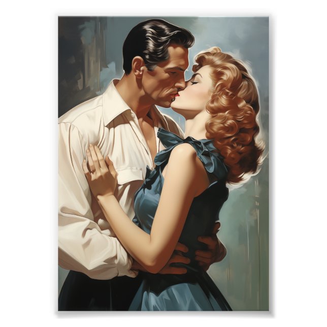 Vintag Kissing Couple Fotodruck (Vorne)