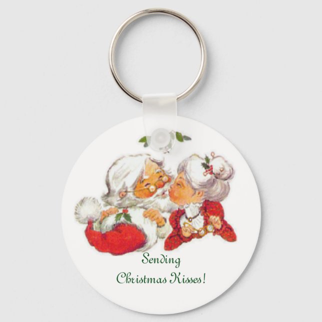 Vintag Kissing Santa Schlüsselanhänger (Vorderseite)