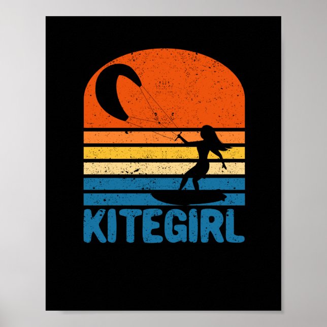Vintag Kite Surfen Kitesurfen Kitesurfen. Poster (Vorne)