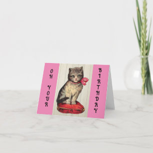 Vintag Kitten Geburtstags Grußkarte Karte