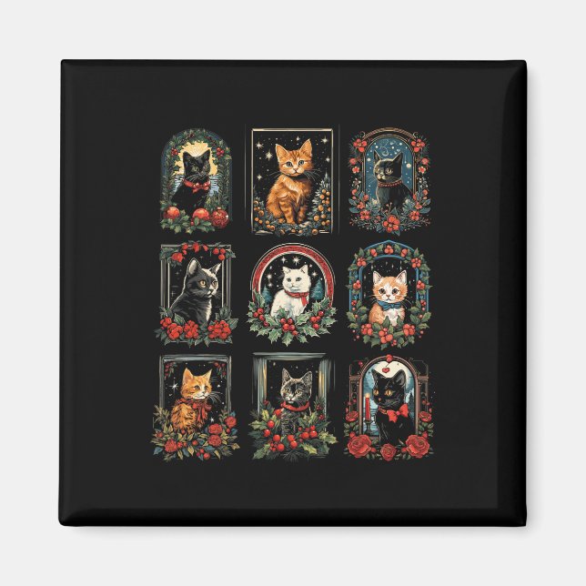 Vintag Kitten Weihnachtskatzen Magnet (Vorne)