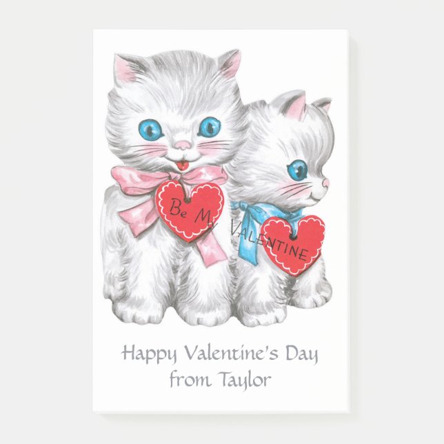 Vintag Kittens benutzerdefinierter Text Nachhinwei Post-it Klebezettel (Vorderseite)