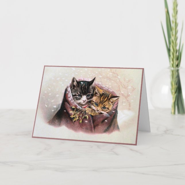 Vintag Kittens Weihnachtskarte Helena Maguire Karte (Vorderseite)