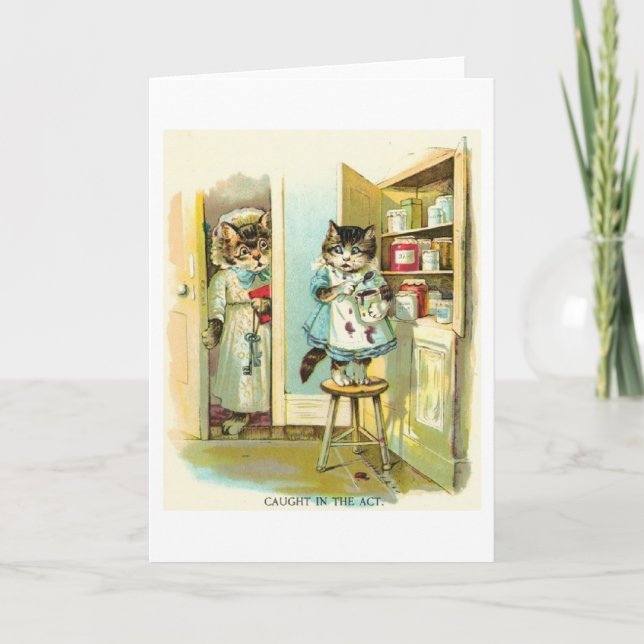 Vintag - Kitty gefangen in der Tat, Karte (Vorderseite)