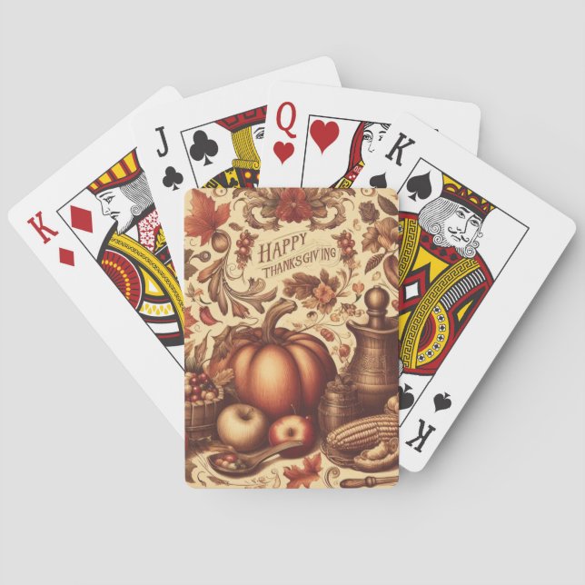 Vintag/klassisch glückliches Erntedankfest Spielkarten (Rückseite)