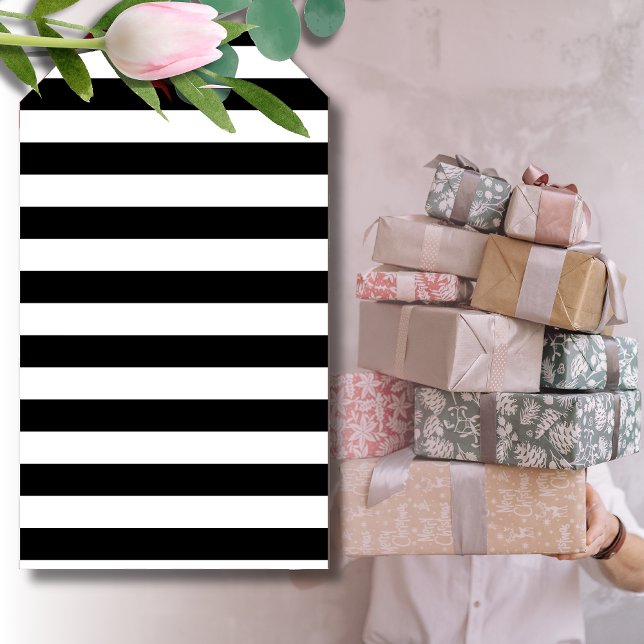 Vintag klassische schwarz-weiße Streifen Geschenkanhänger (Von Creator hochgeladen)