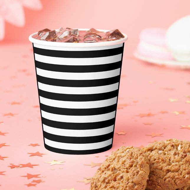 Vintag klassische schwarz-weiße Streifen Pappbecher (Von Creator hochgeladen)