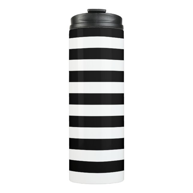 Vintag klassische schwarz-weiße Streifen Thermosbecher (Vorderseite)
