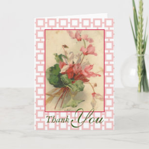 Vintag Klein Pink Cyclamen Blume Vielen Dank Dankeskarte