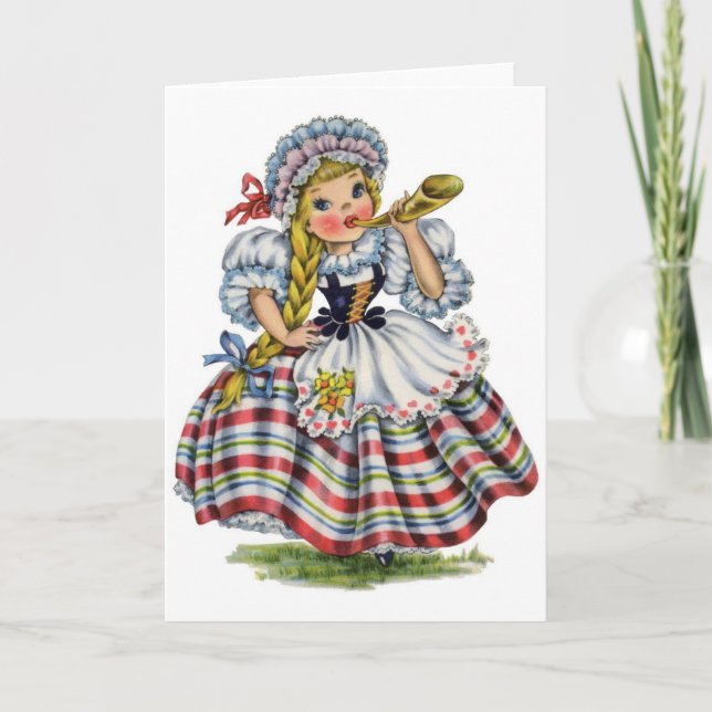 Vintag - kleines Schweizer Fräulein, Karte (Vorderseite)
