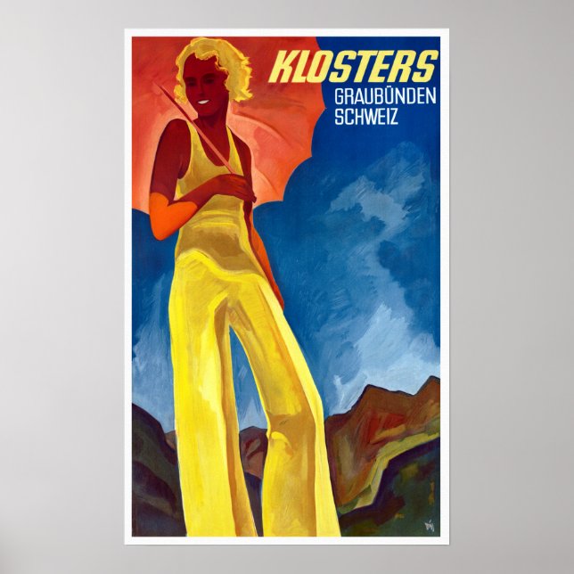 Vintag Klosters Schweiz Reisen Poster (Vorne)