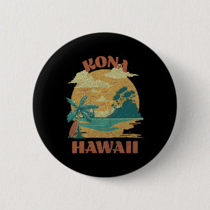 Vintag Kona Beach Hawaii Surf Hawaiian Surfing Button