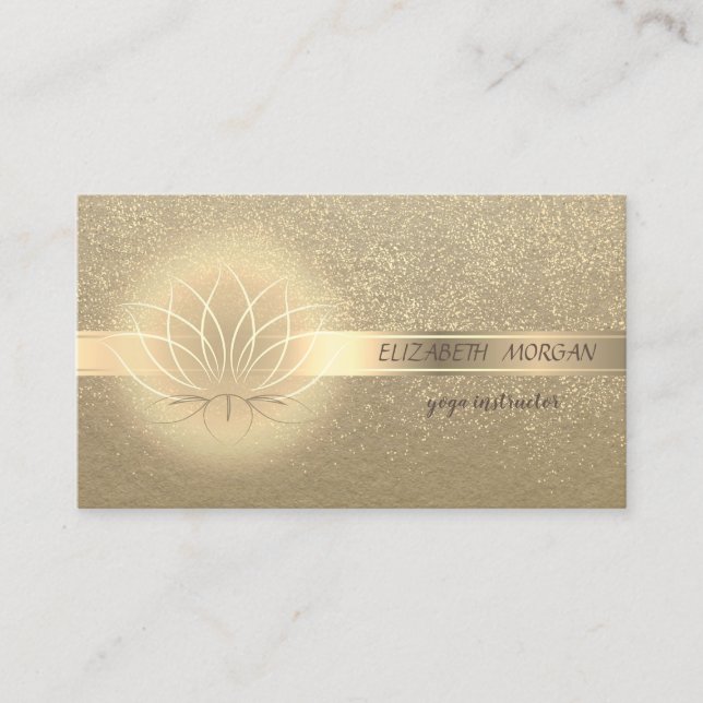Vintag, Kraft, Gold Confetti, Lotus Visitenkarte (Vorderseite)