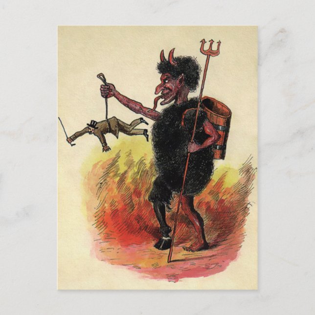Vintag Krampus Devil Postkarte (Vorderseite)