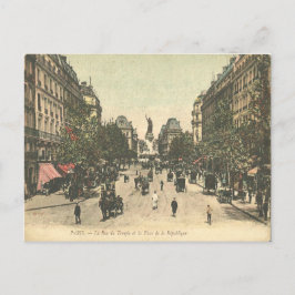 Vintag La Place de la Republique, Paris, Frankreic Postkarte