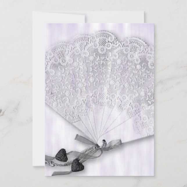 Vintag Lace Fan Wedding Einladung (Vorderseite)