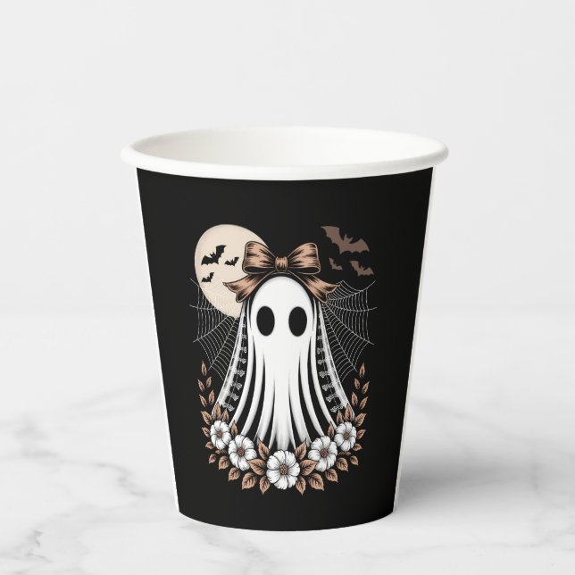 Vintag Lace Ghost Halloween Pappbecher (Vorderseite)