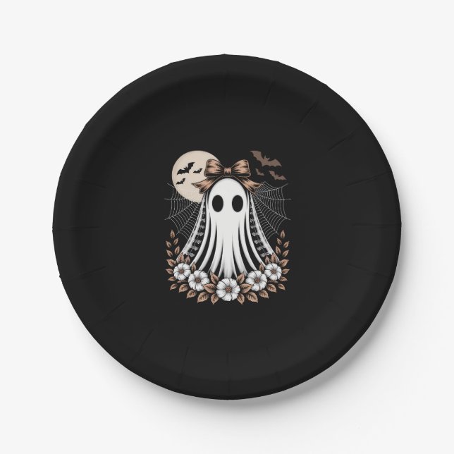 Vintag Lace Ghost Halloween Pappteller (Vorderseite)