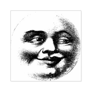 Vintag lächelnd Mondgesicht Gummistempel