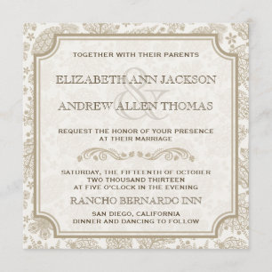 Vintag Lacy Blätter Hochzeit im Herbst Einladung