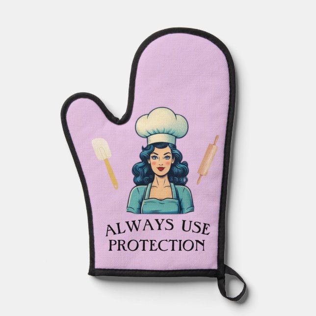 Vintag Lady Funny Oven Mitt Ofenhandschuh (Vorderseite)