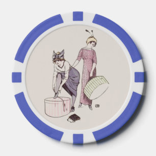 Vintag Ladys Fashion Pink Lila Pokerchips
