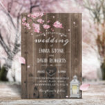 Vintag Lantern Cherry Blossom Blumenstall Hochzeit Einladung<br><div class="desc">Vintage Laternenrosa Blumenkirsche Blossom Barnholz Hochzeitsfeier Einladungen.</div>
