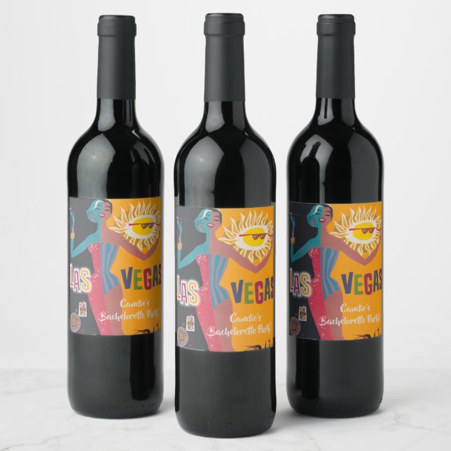 Vintag Las Vegas Bachelorette Weekend Party Weinetikett (Flaschen)