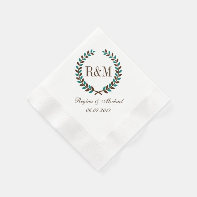 Vintag Laurel Wreath Wedgram Napkin Serviette (Ecke)