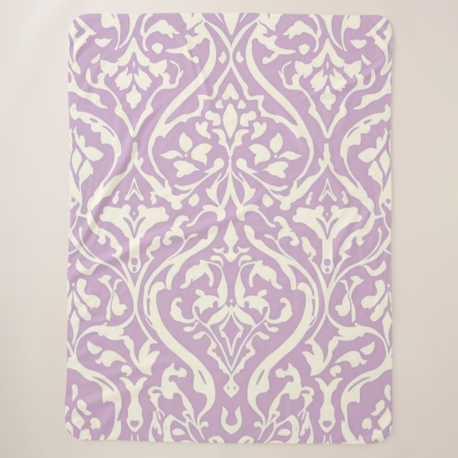 Vintag Lavender Damask Cosy Sherpadecke (Vorderseite)