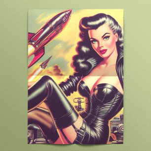 Vintag Leather Girl Sci-Fi Seidenpapier