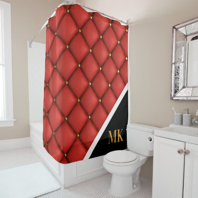 Vintag Ledermonogramm Duschvorhang (Beispiel)