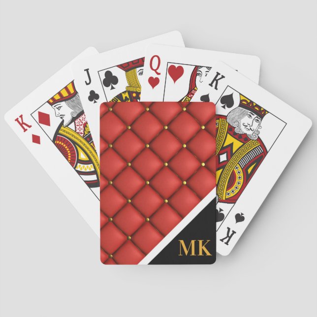 Vintag Ledermonogramm Spielkarten (Rückseite)
