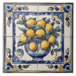 Vintag Lemon Art Traditionelle Blaue und Gelbe Zit Fliese