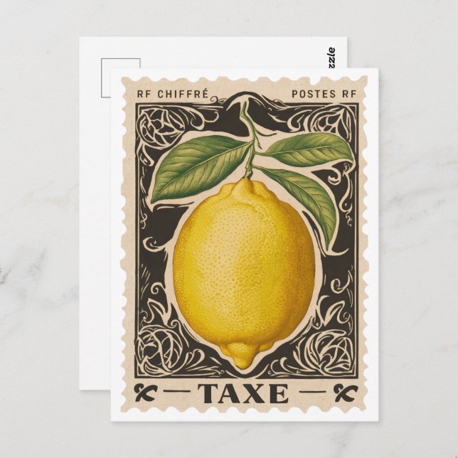 Vintag Lemon Botanisches Obst Postkarte (Vorne/Hinten)