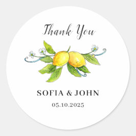 Vintag Lemons Wedding Danke Runder Aufkleber