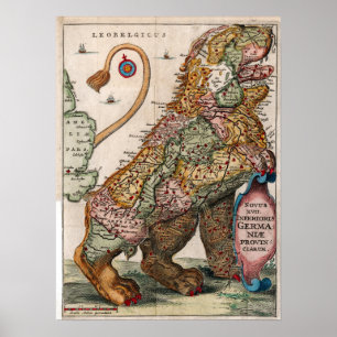 Vintag Leo Belgicus Map Poster