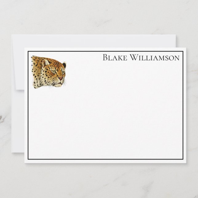 Vintag Leopard Cheetah Gepunktet Cat Head Mitteilungskarte (Vorderseite)