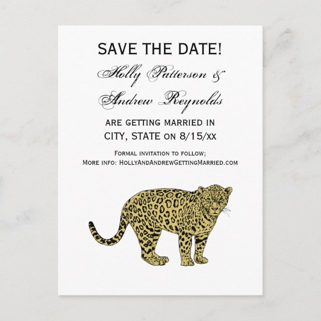 Vintag Leopard Cheetah Gepunktete Katze Zeichnend Ankündigungspostkarte (Vorderseite)