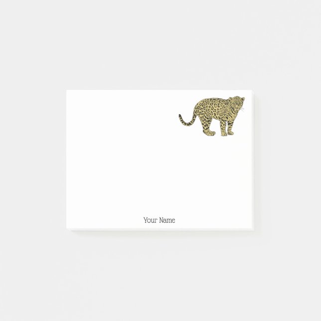 Vintag Leopard Cheetah Gepunktete Katze Zeichnend Post-it Klebezettel (Vorderseite)